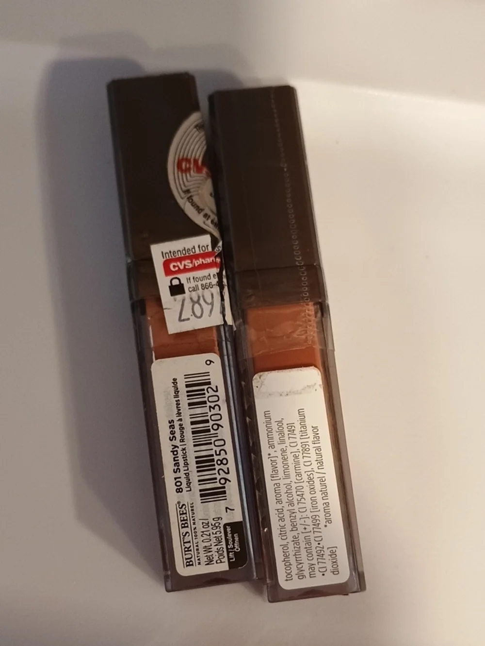 2 x Burt's Bees 100% Natural Moisturizing Liquid Lipstick, 801 Sandy Seas